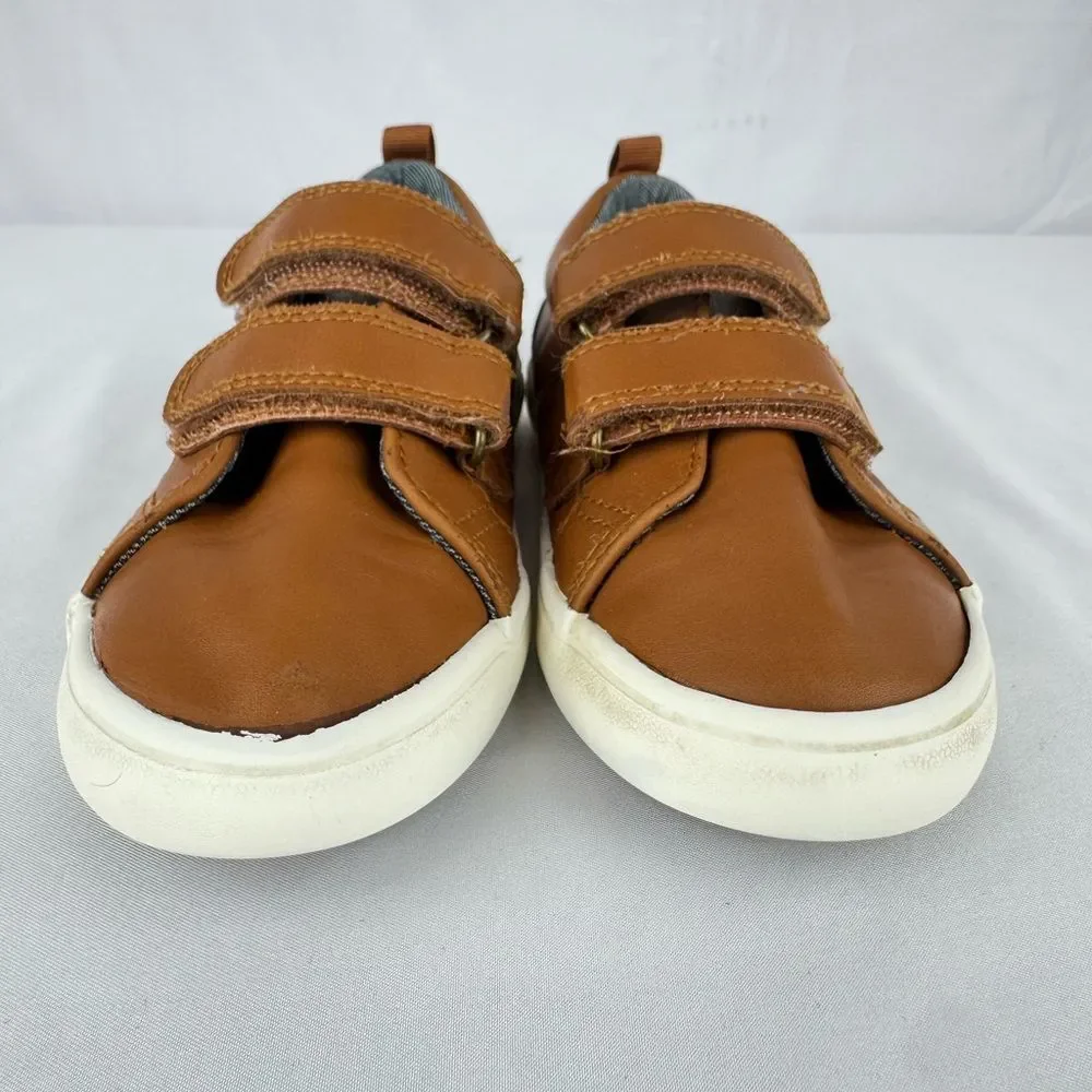 Cat & Jack Boys Hook and Loop Closure Brown Dress Shoes